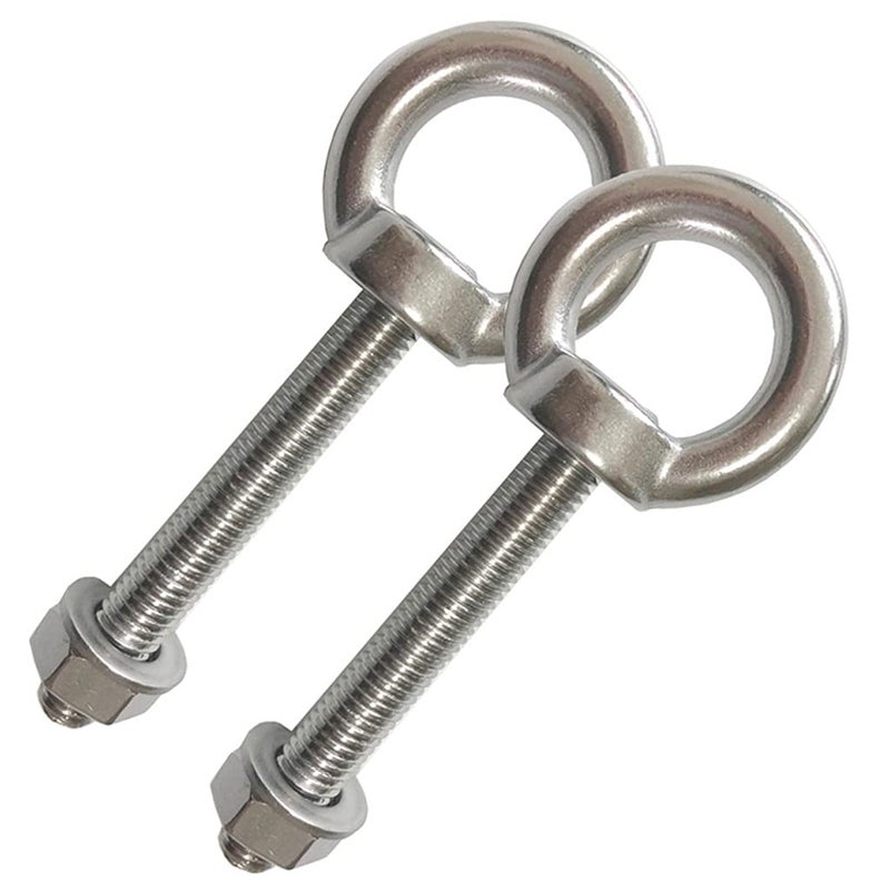 AIVOOF Shoulder Eye Bolt, 2 Pack M10 Stainless Steel Shoulder Eye Bolts 2.75" Eye Bolts Heavy Duty EyeBolts Screws in Eye Hooks with Washer and Nuts Muti-Function for Indoor Outdoor, Thread 70mm - Image 1